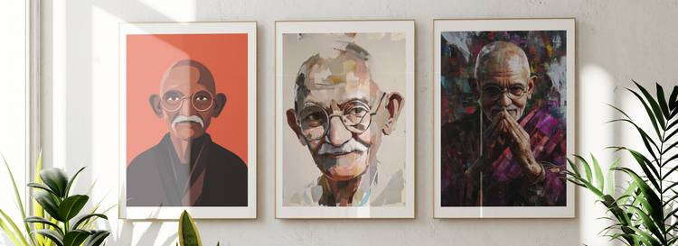 Ghandi poster in living room