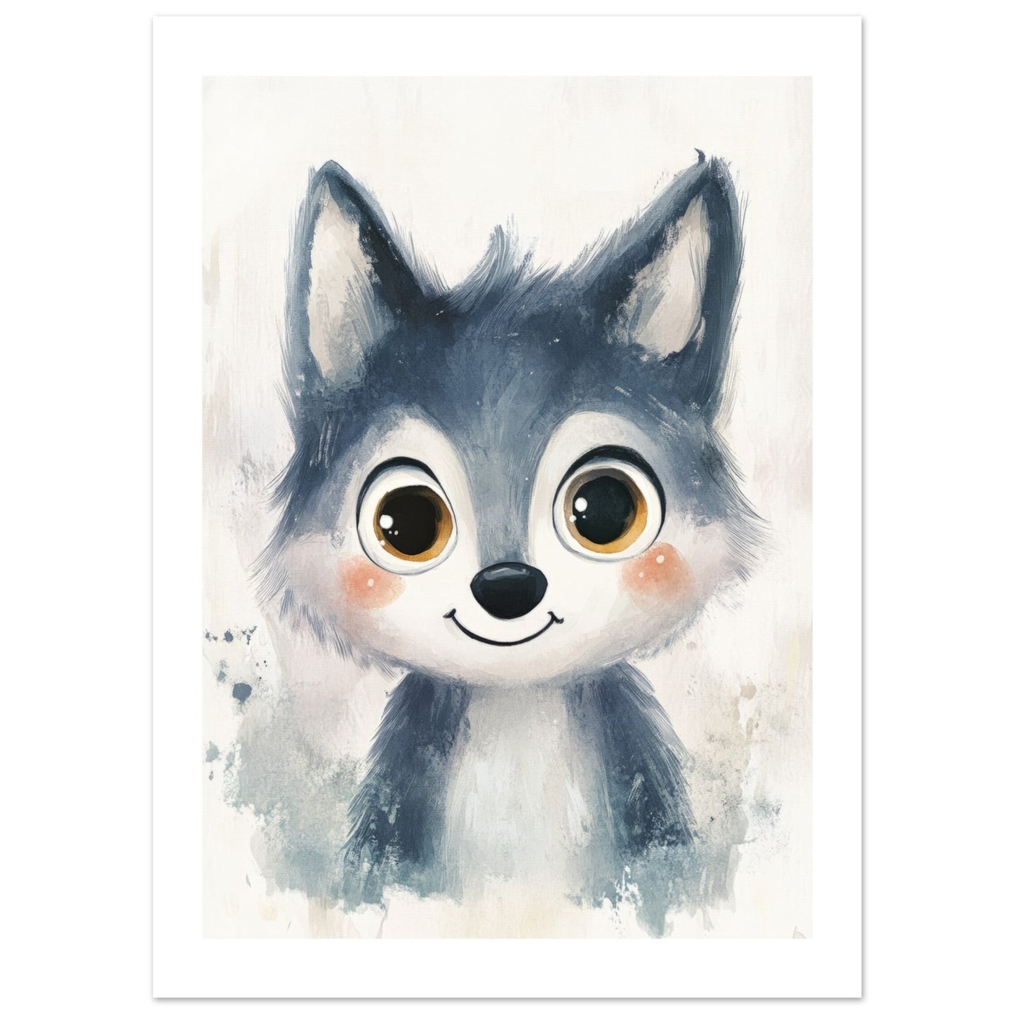 Kids Poster - Cute Wolf As A Colorful Painting 1