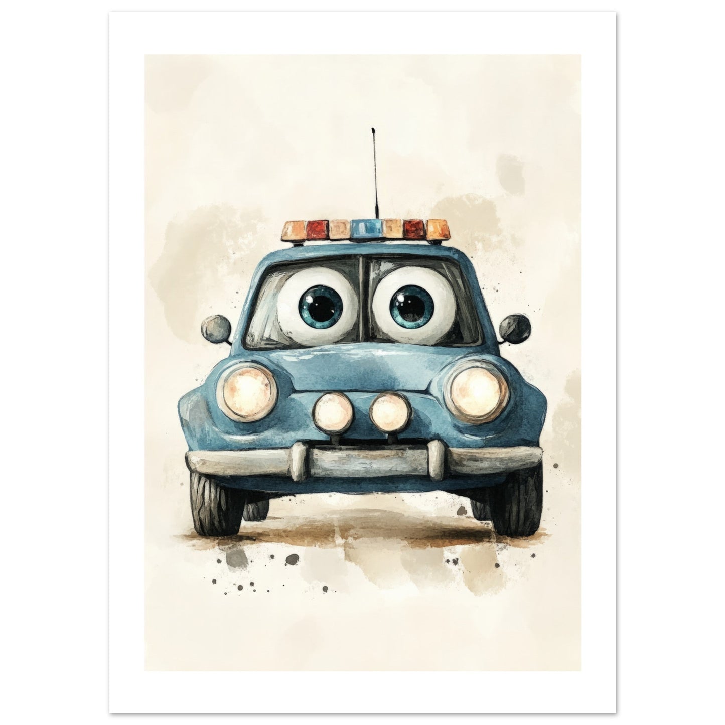 Kids Poster - Cute Police Car As A Colorful Painting 1