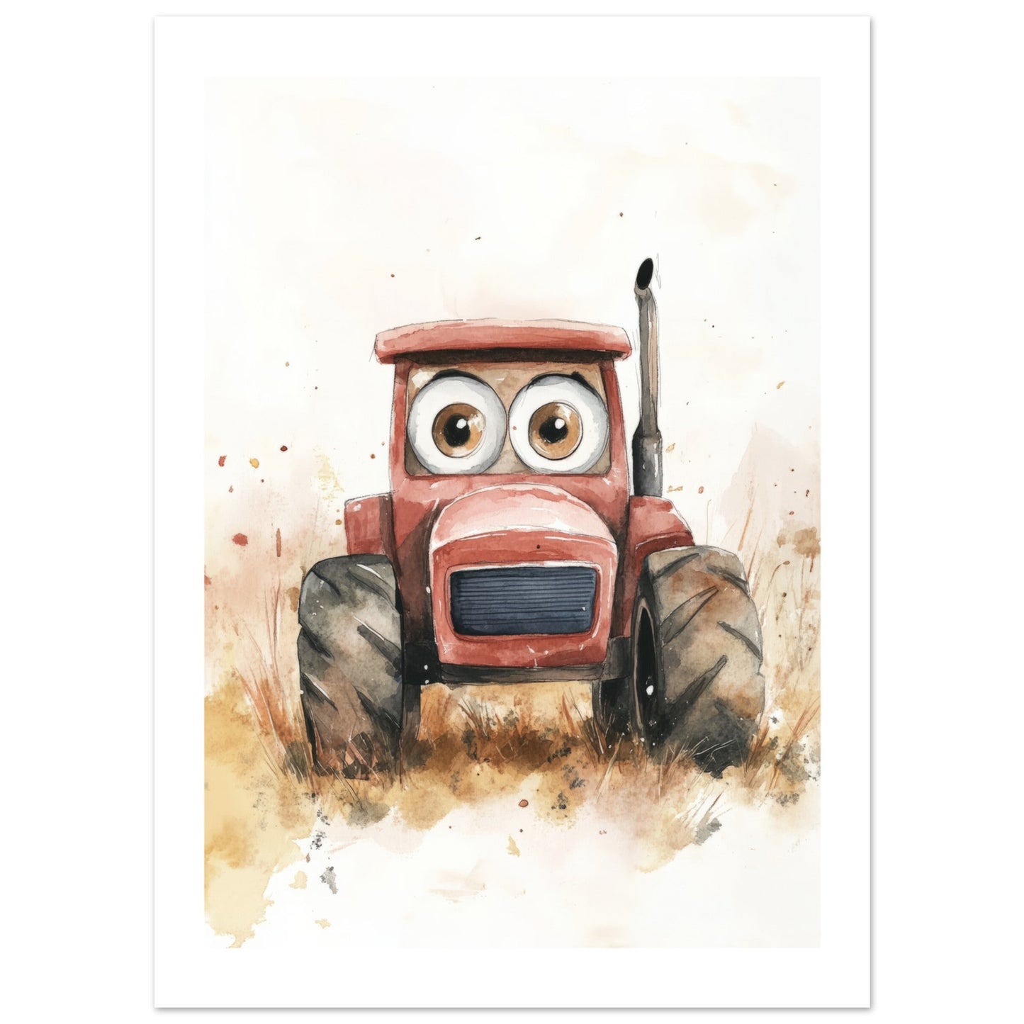Kids Poster - Cute Tractor Car As A Colorful Painting 1