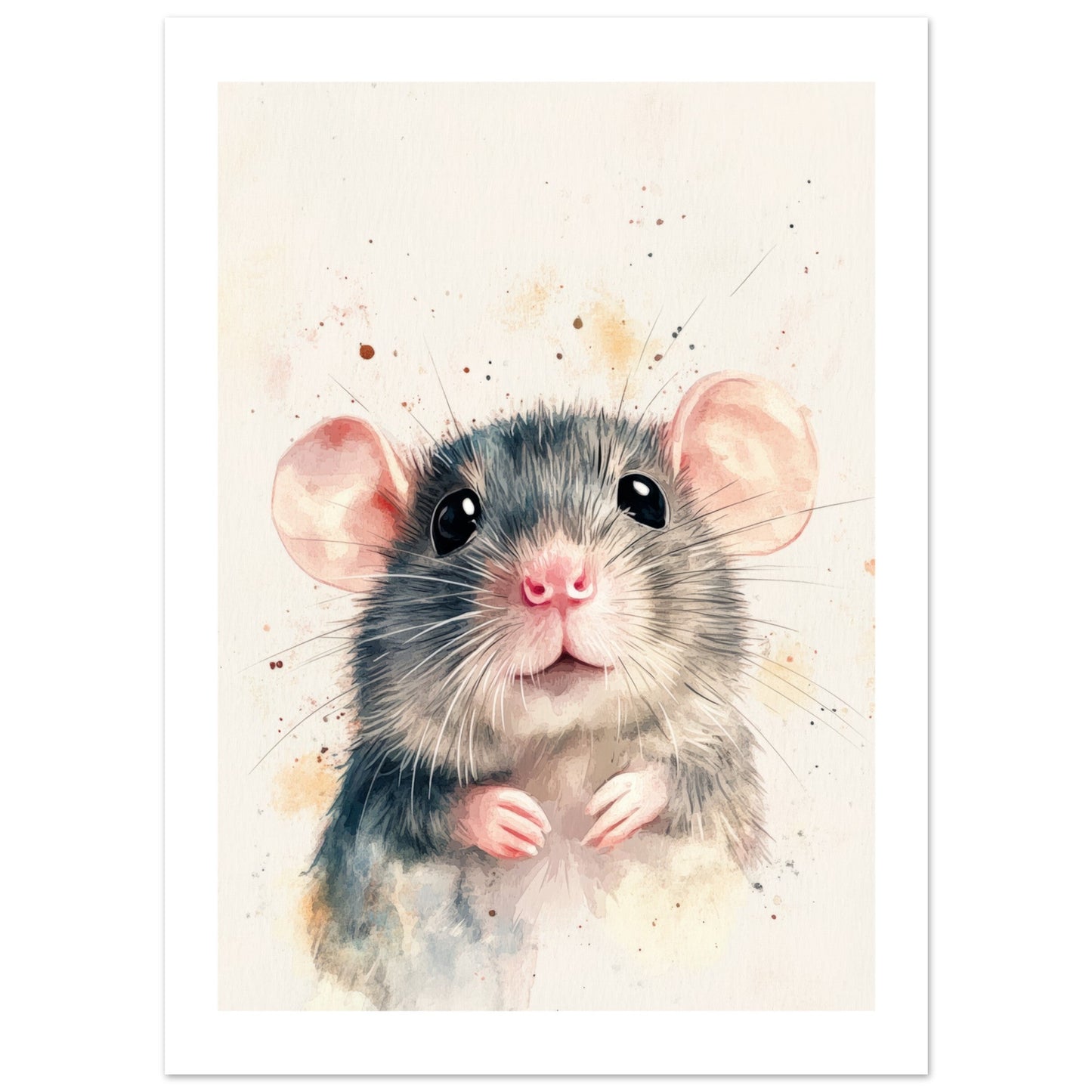Kids Poster - Cute Rat As A Colorful Painting 2