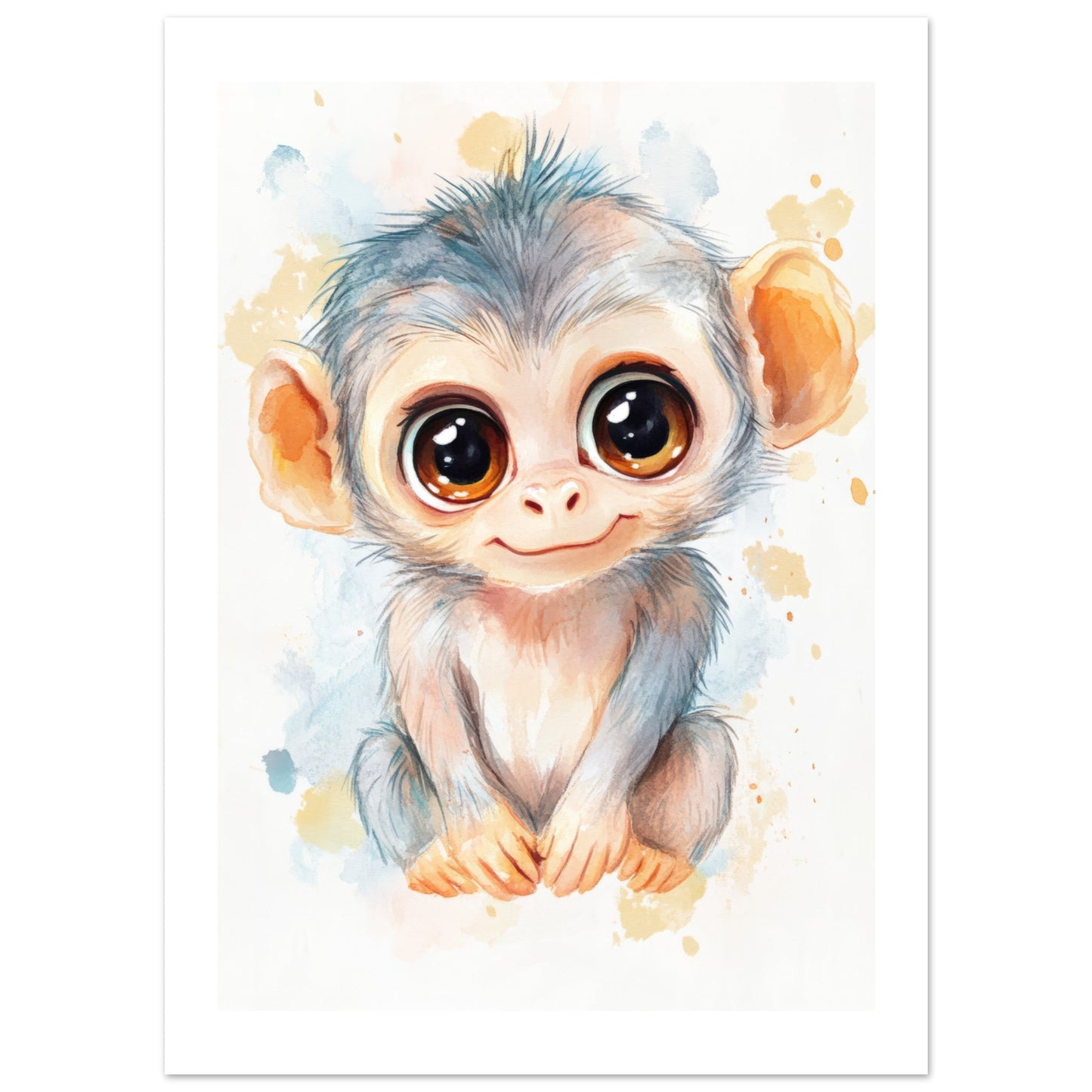 Kids Poster - Cute Monkey As A Colorful Painting 4