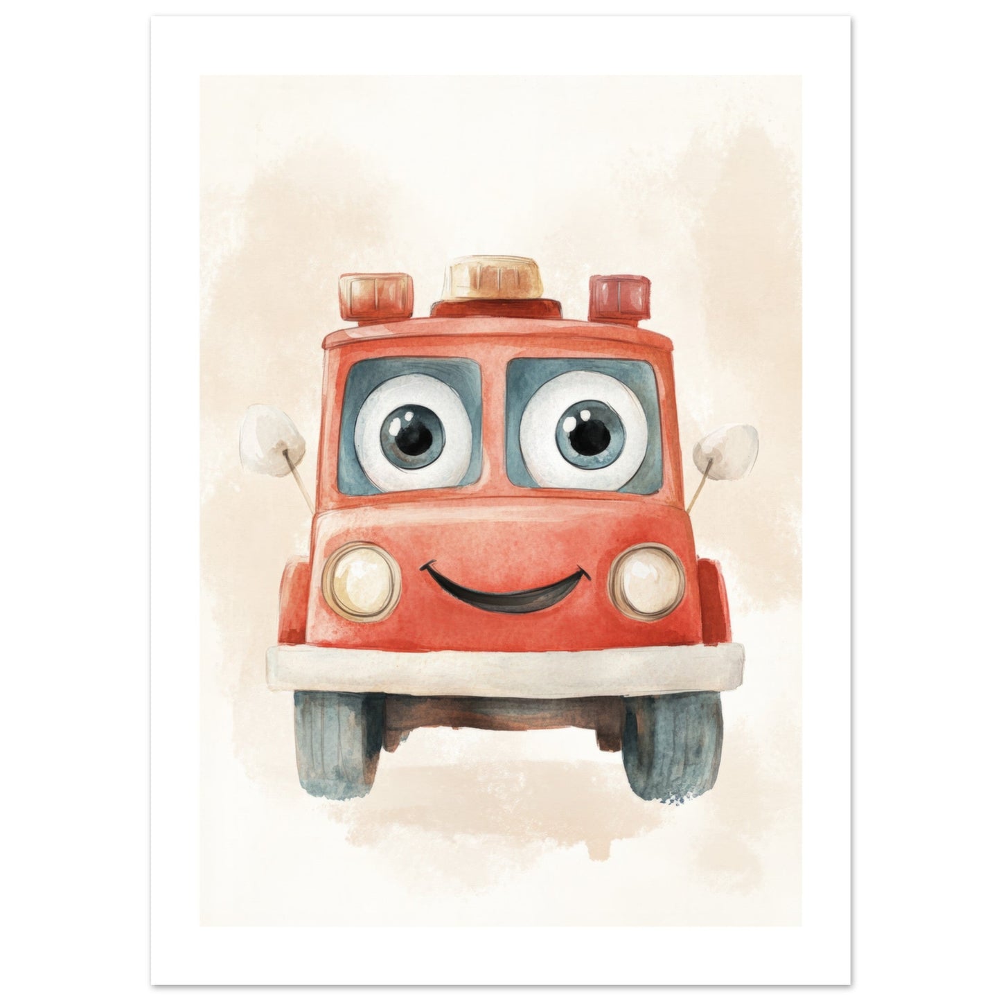 Kids Poster - Cute Firetruck As A Colorful Painting 1