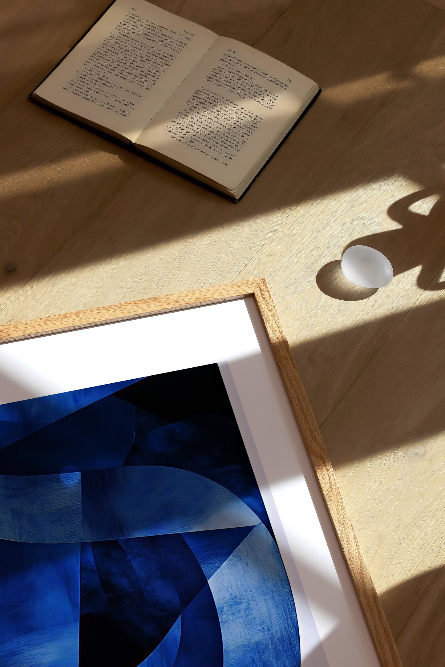 Dark blue shapes