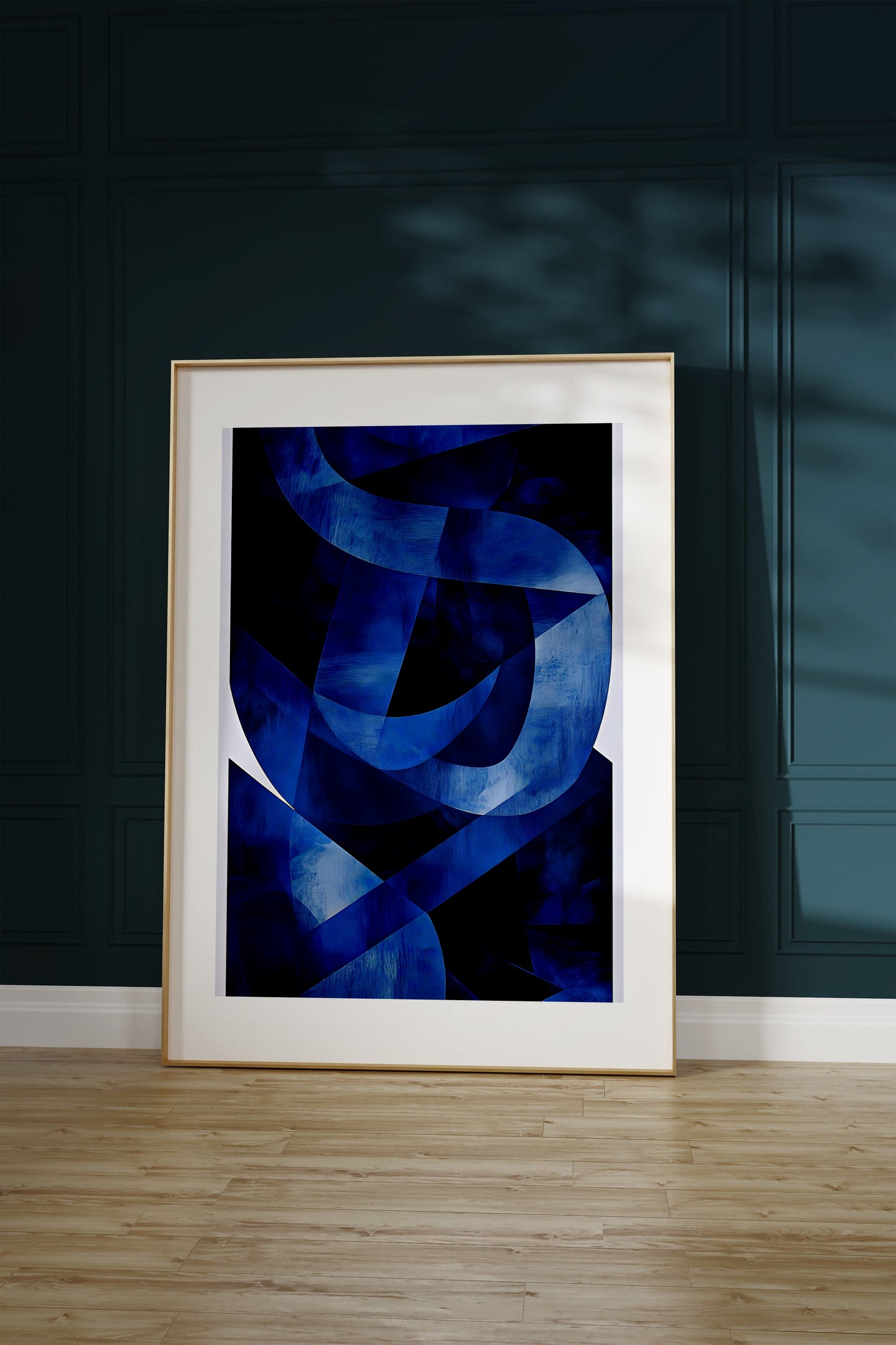 Dark blue shapes