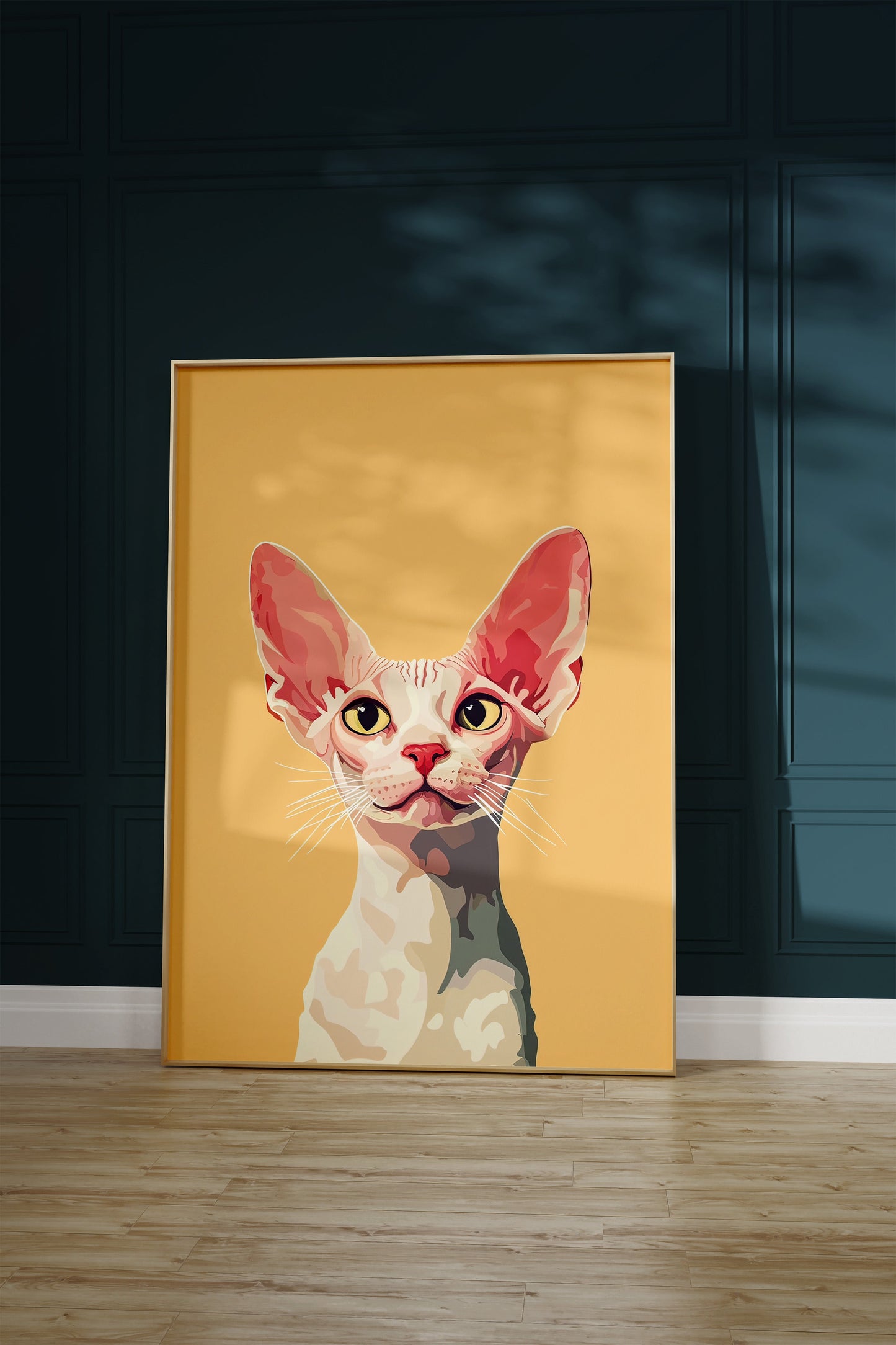 Illustration of a Cornish Rex cat