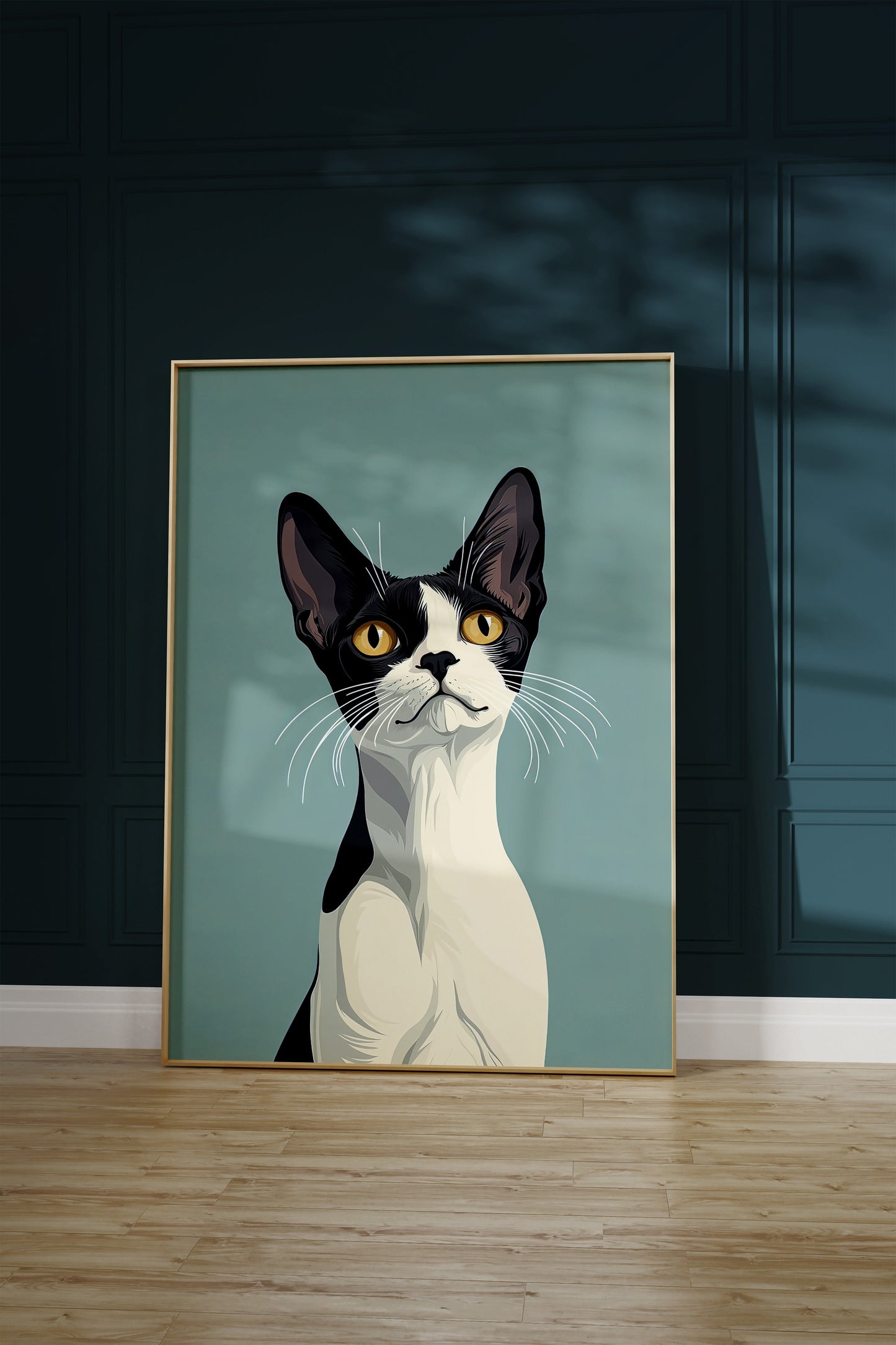 Illustration of a Devon Rex cat