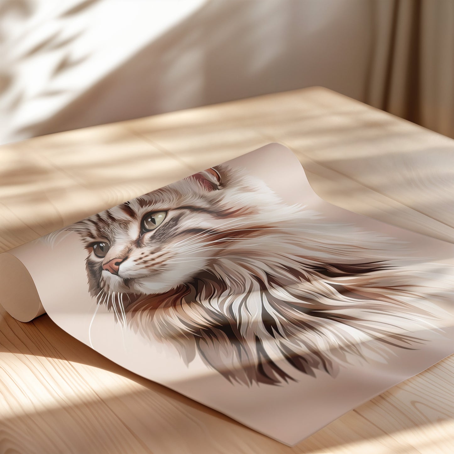 Illustration of a Maine Coon cat