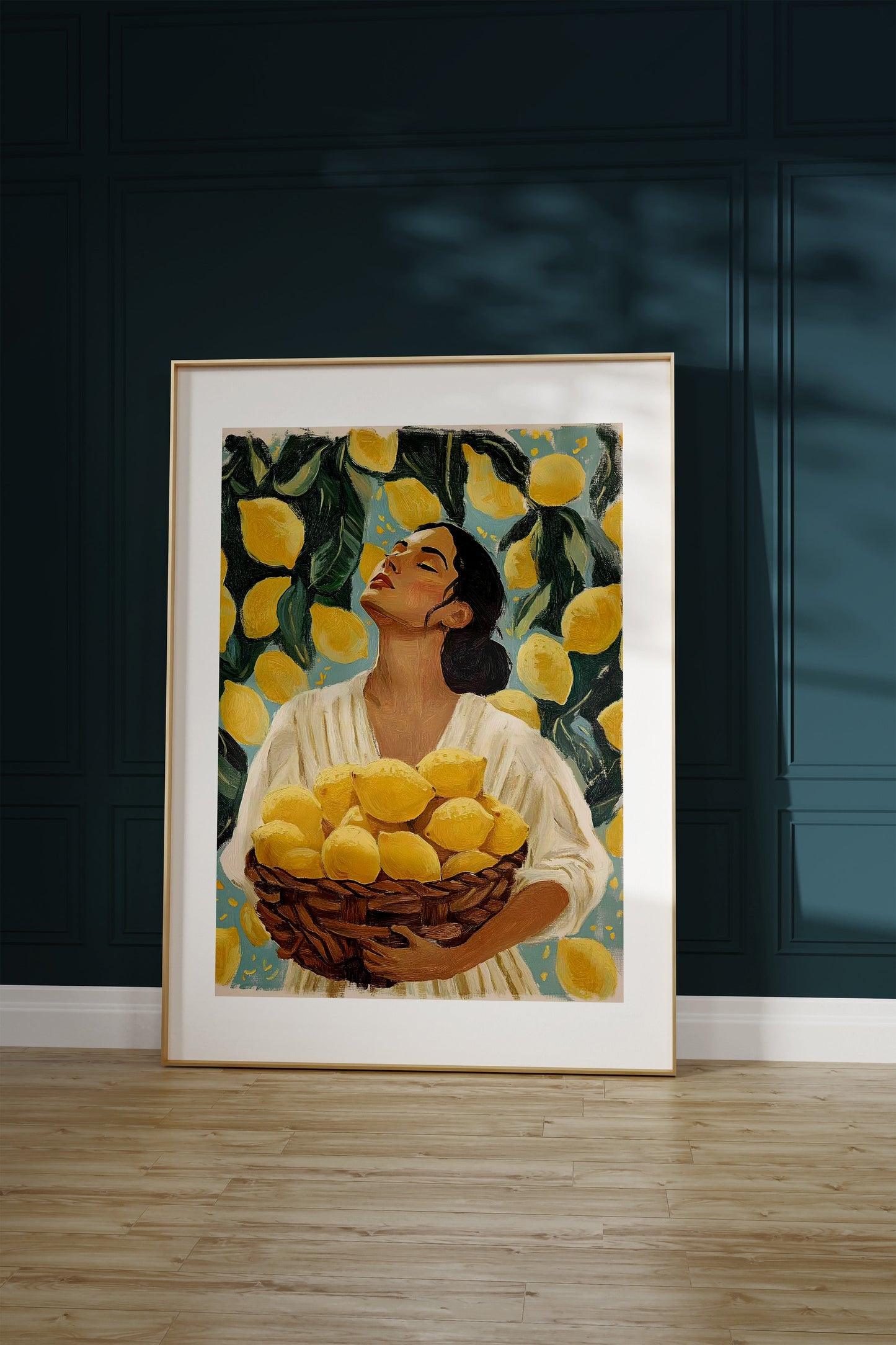 Woman with lemon basket