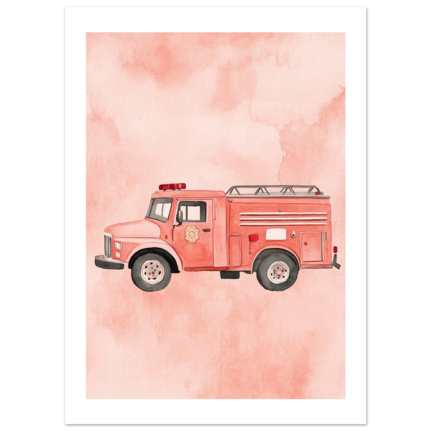 Kids Poster - Fire Truck As A Colorful Painting