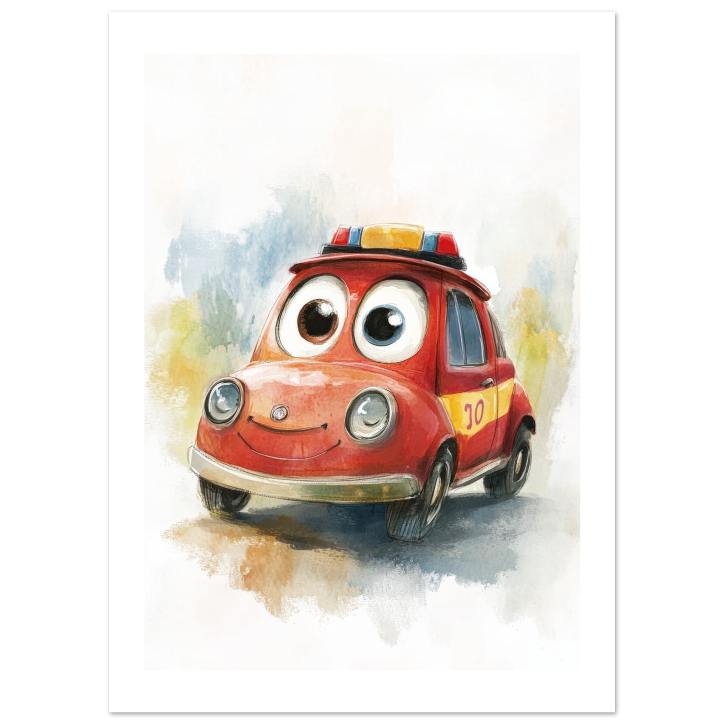 Kids Poster - Cute Police Car As A Colorful Painting
