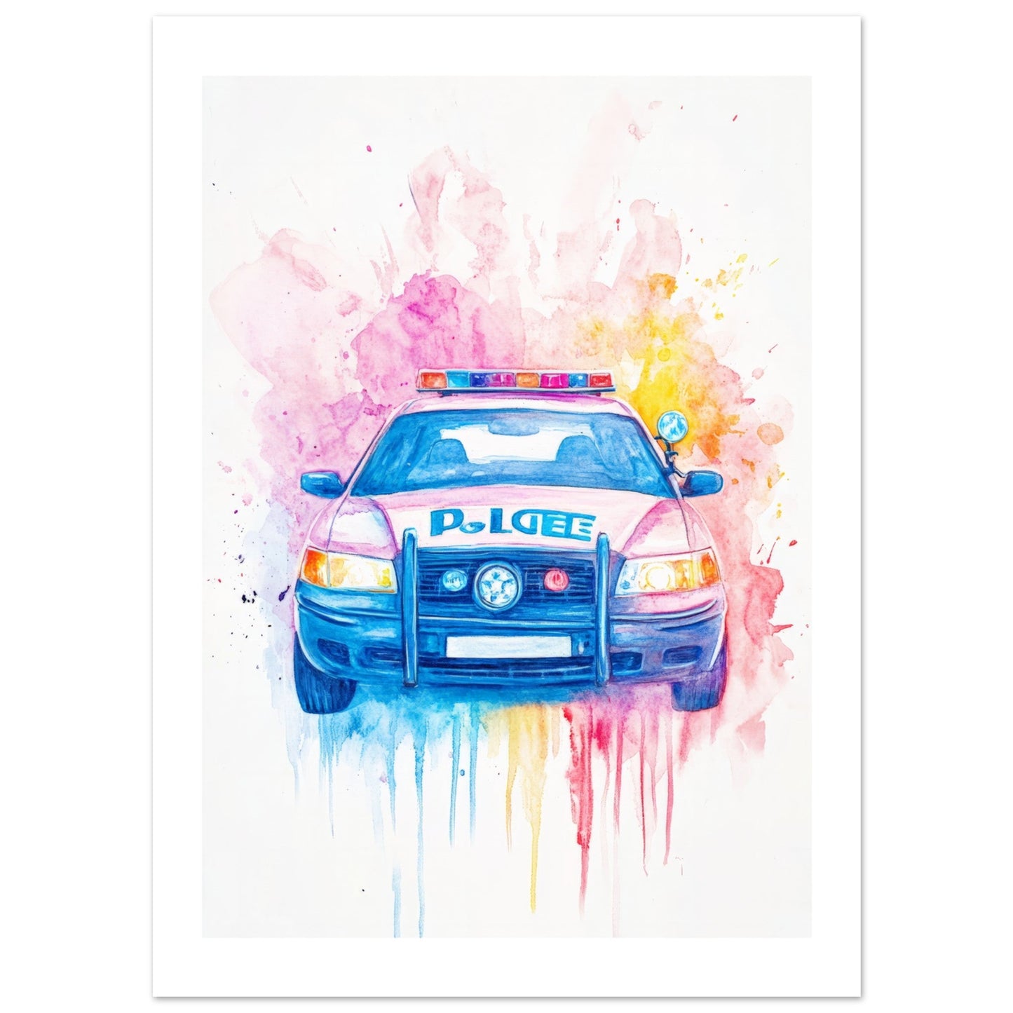 Kids Poster - Police Car As A Colorful Painting 1