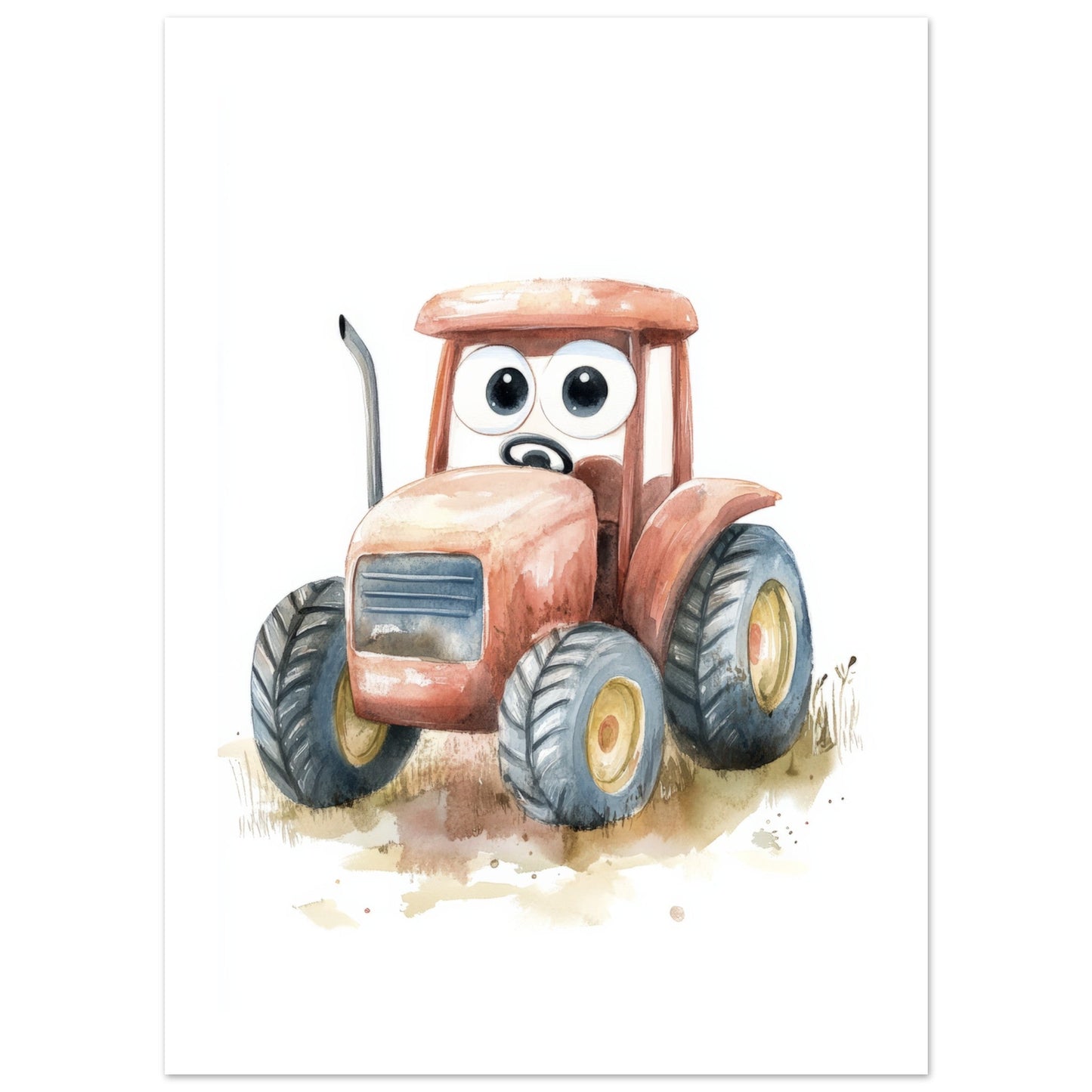 Kids Poster - Cute Tractor Car As A Colorful Painting
