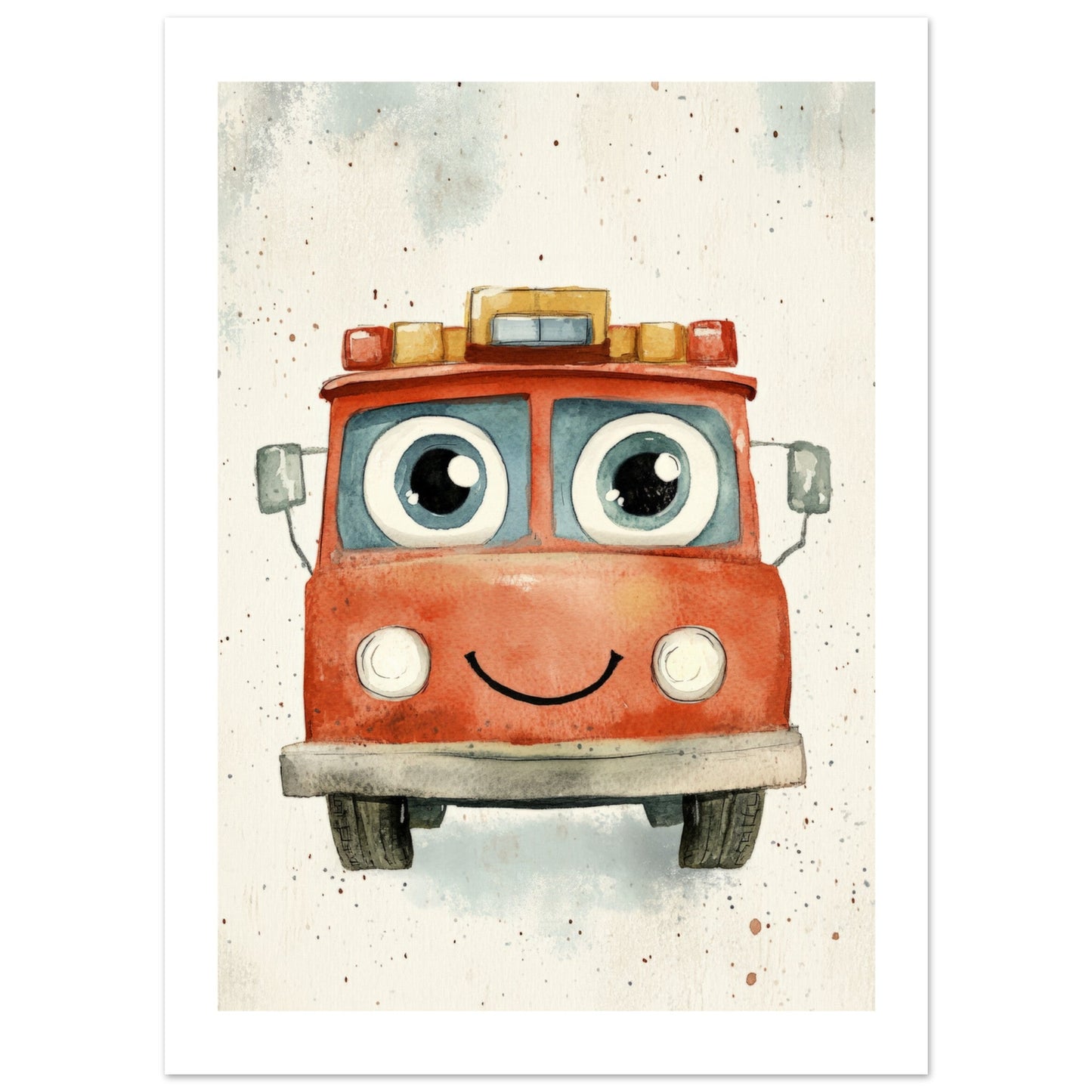 Kids Poster - Cute Firetruck As A Colorful Painting 2