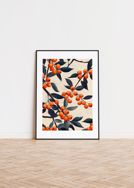 A pattern of Sea Buckthorn Berries