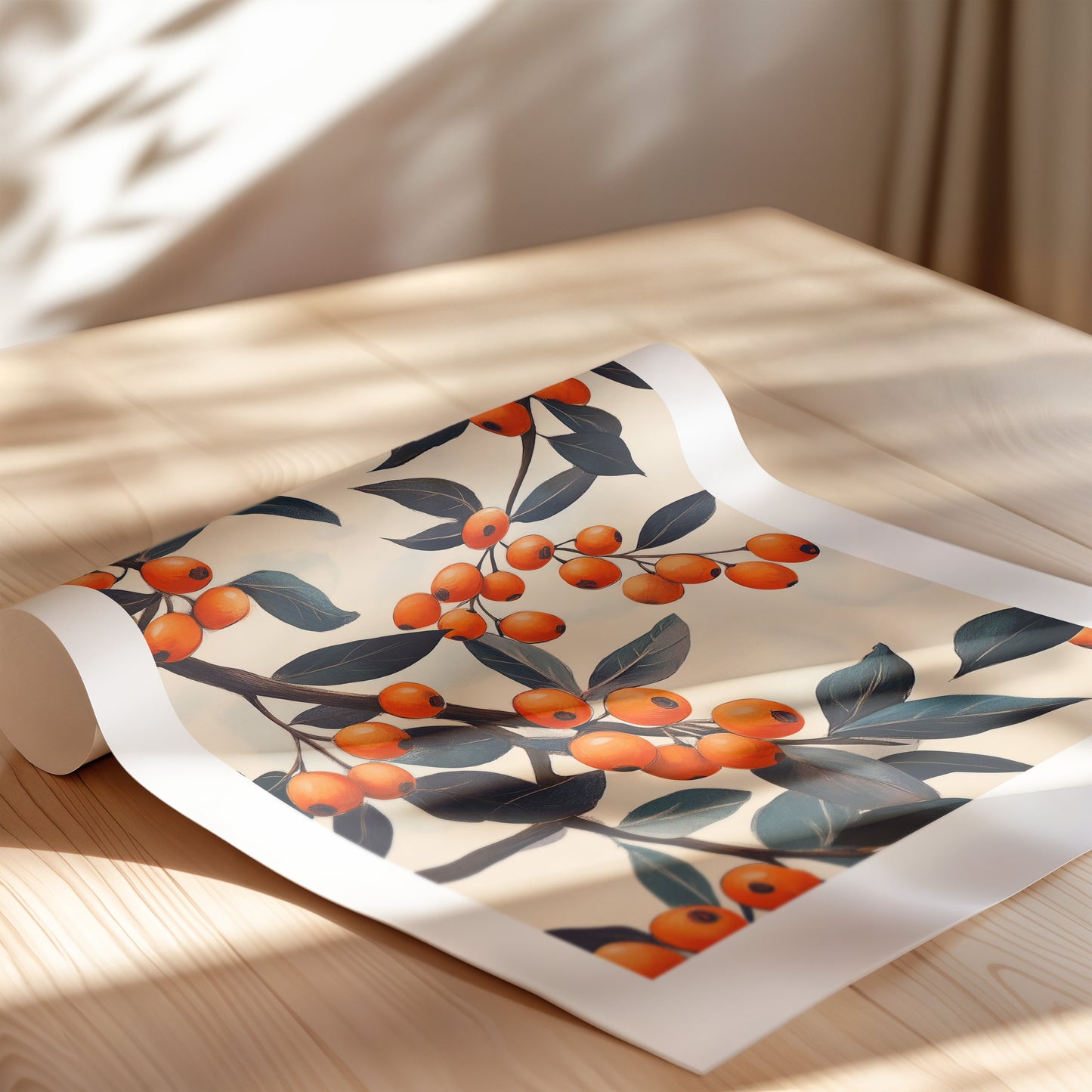 A pattern of Sea Buckthorn Berries