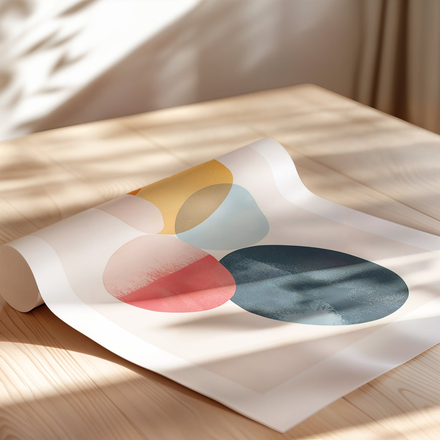 Aquarelle Circles on Off-White Background 2