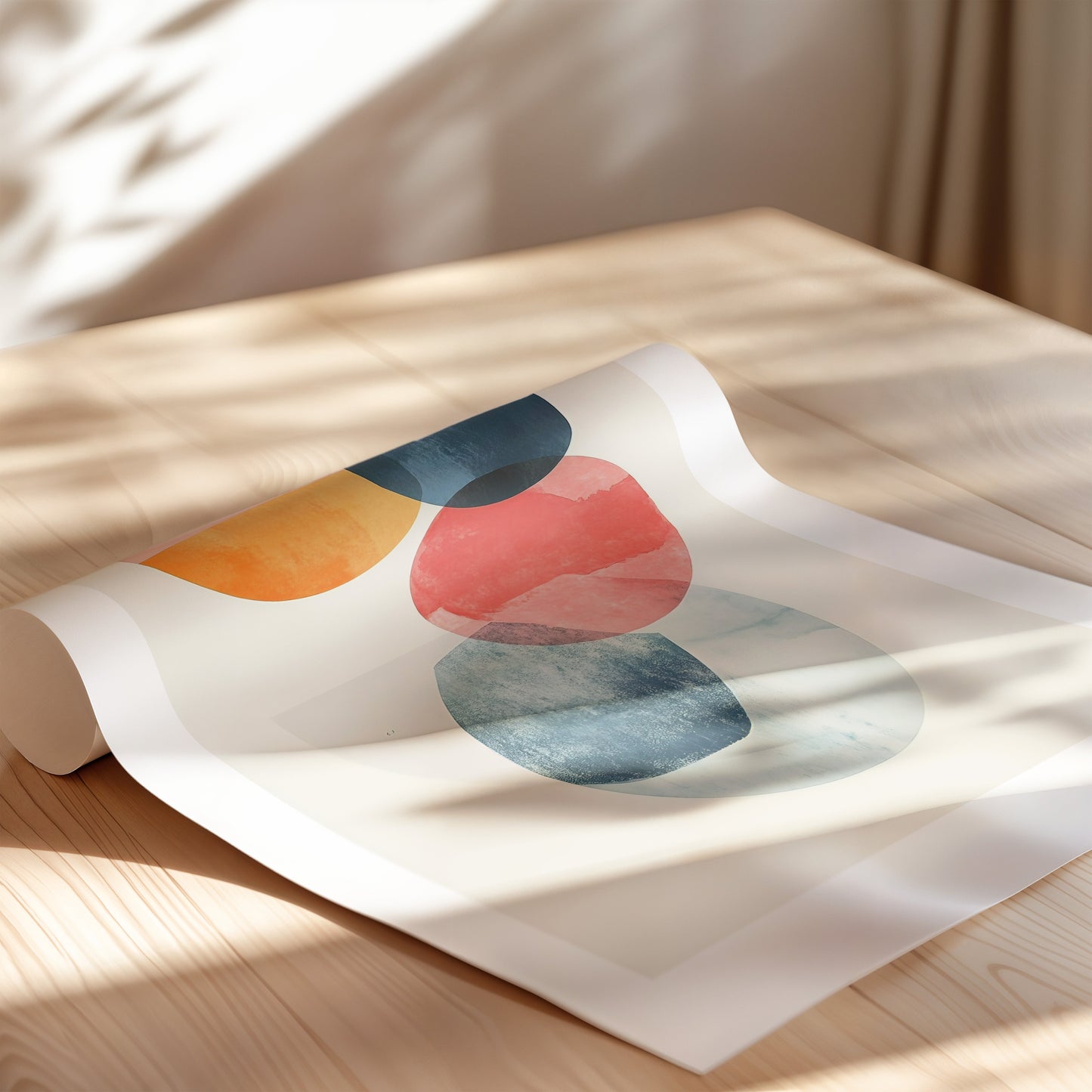Aquarelle Circles on Off-White Background 4