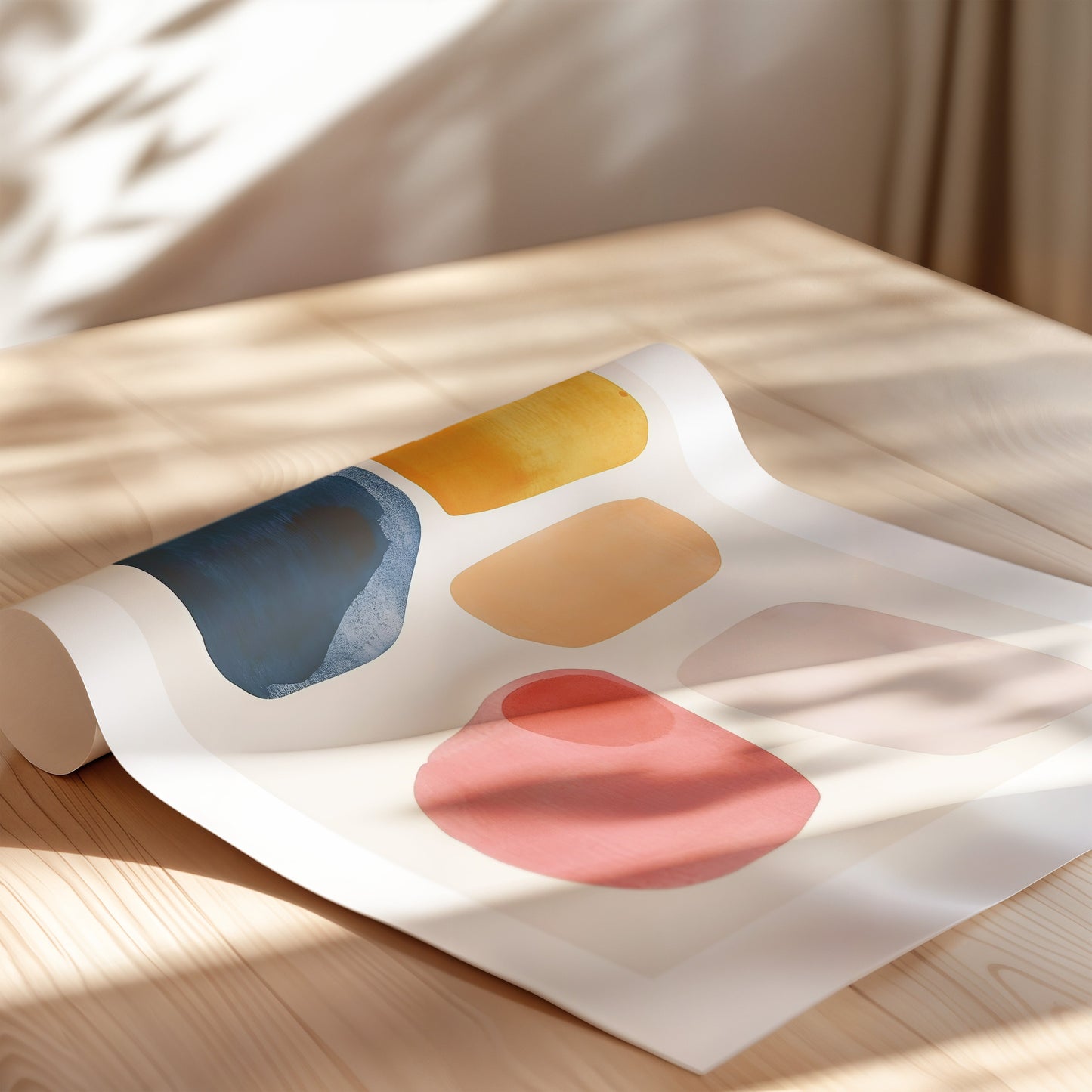 Aquarelle Shapes on Off-White Background 3