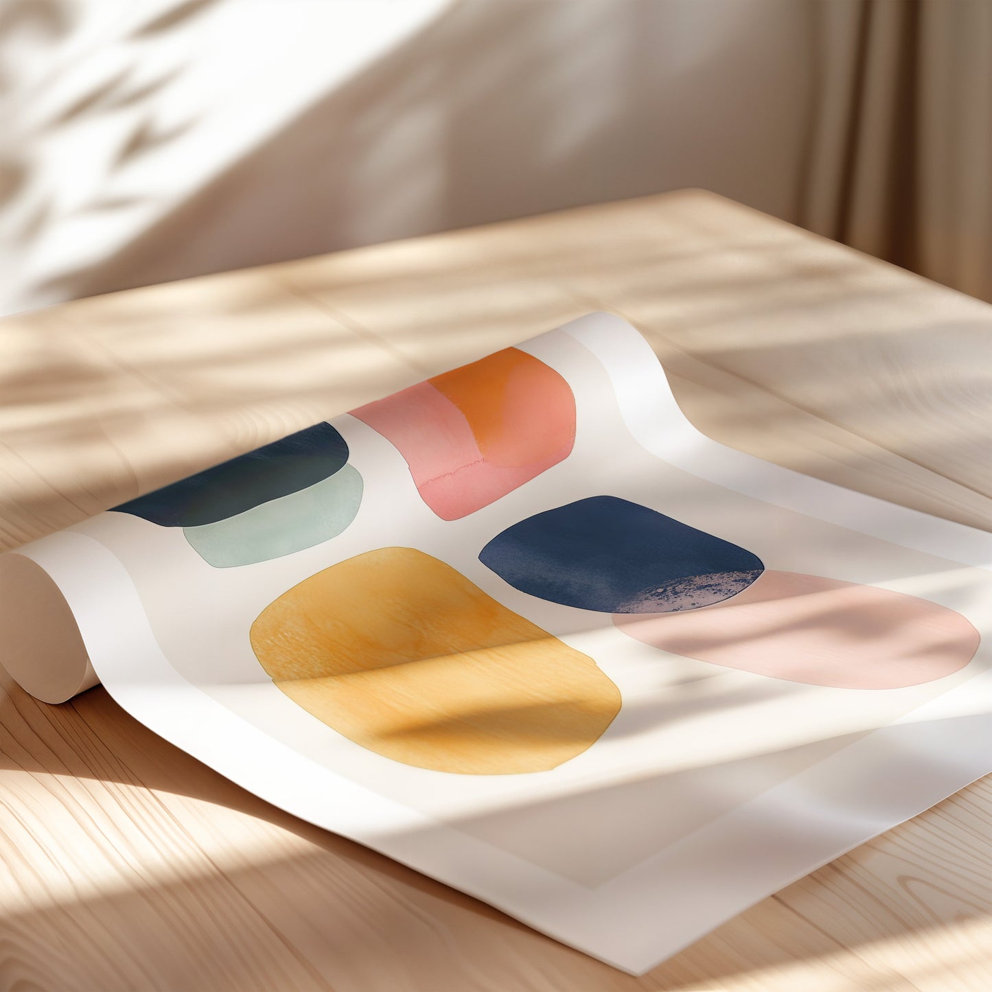 Aquarelle Shapes on Off-White Background 4