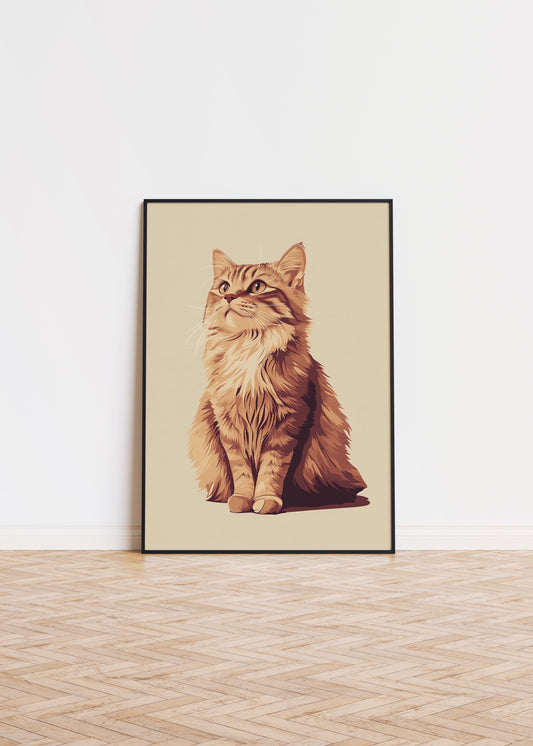 Illustration of a American Bobtail cat 1