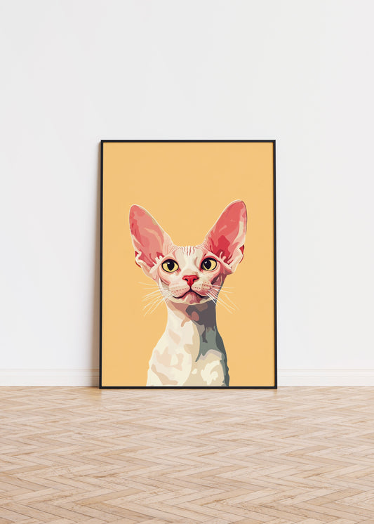 Illustration of a Cornish Rex cat