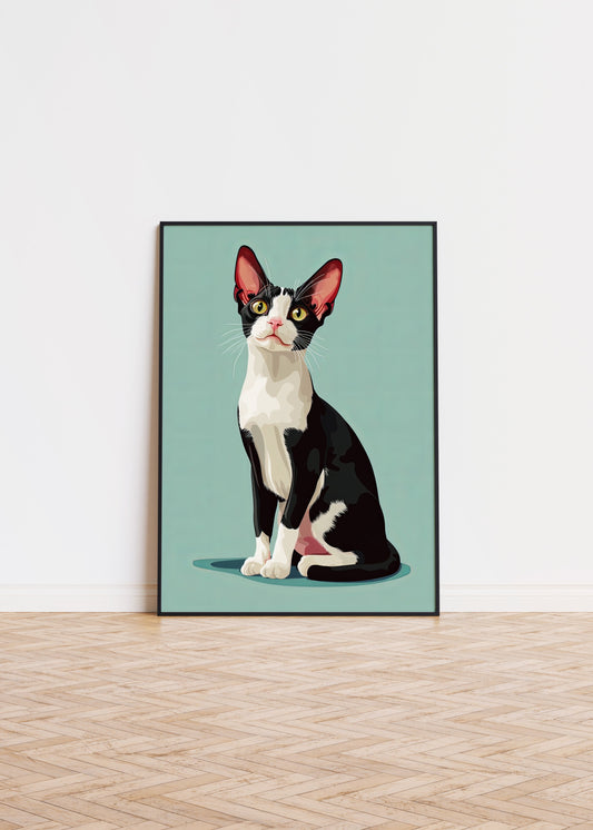 Illustration of a Cornish Rex cat 1