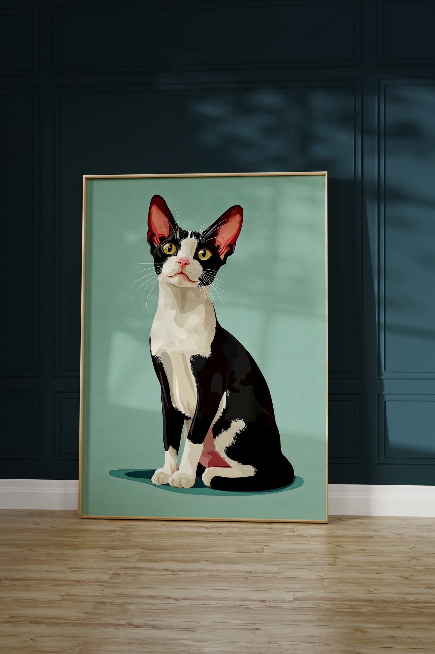 Illustration of a Cornish Rex cat 1