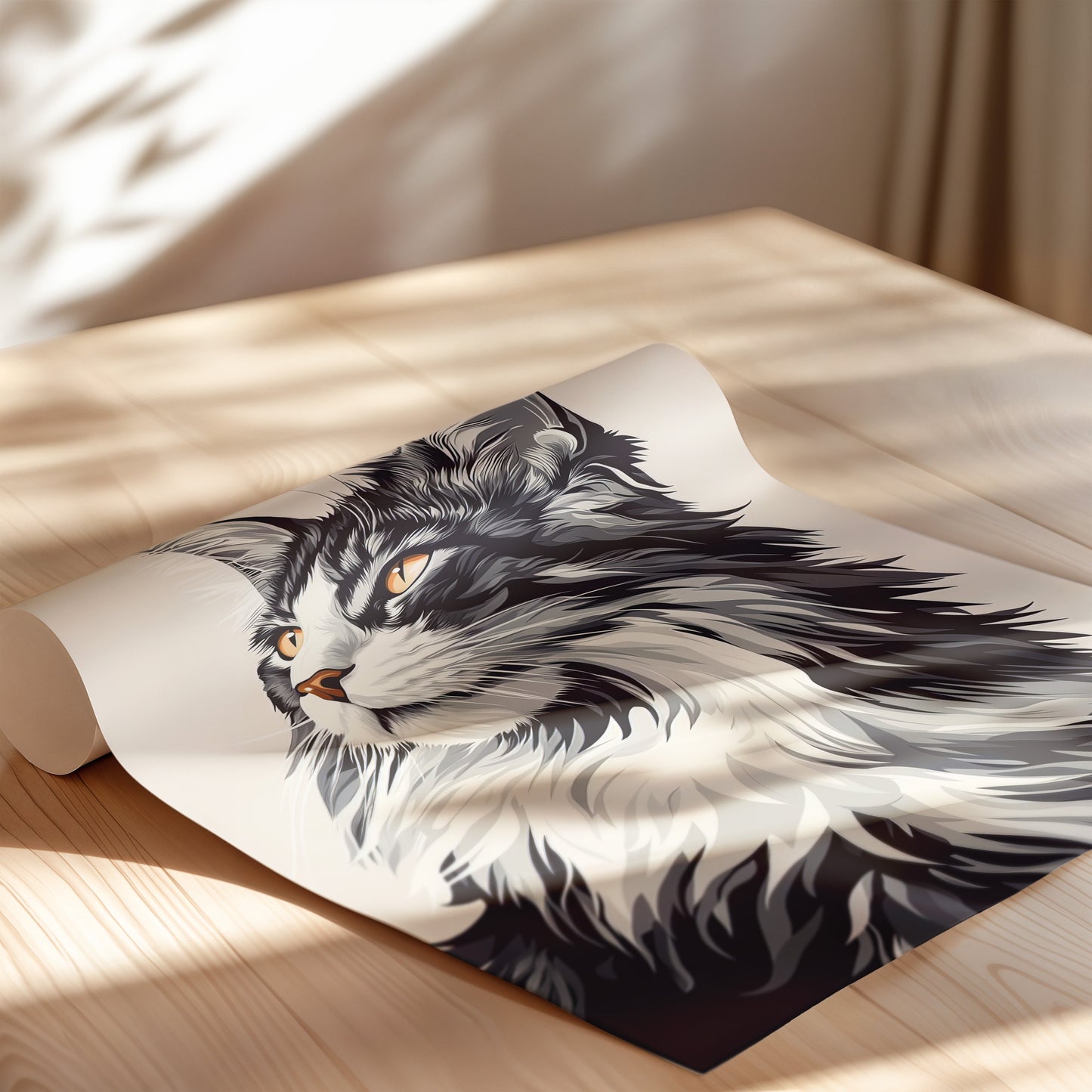 Illustration of a Maine Coon cat 2