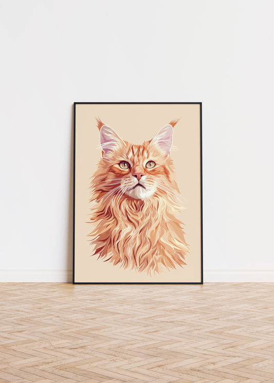 Illustration of a Maine Coon cat 3