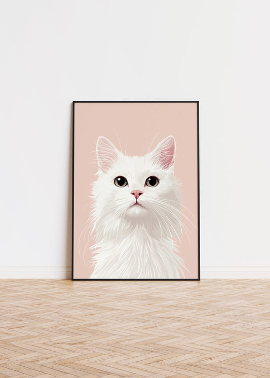 Illustration of a Turkish Angora cat