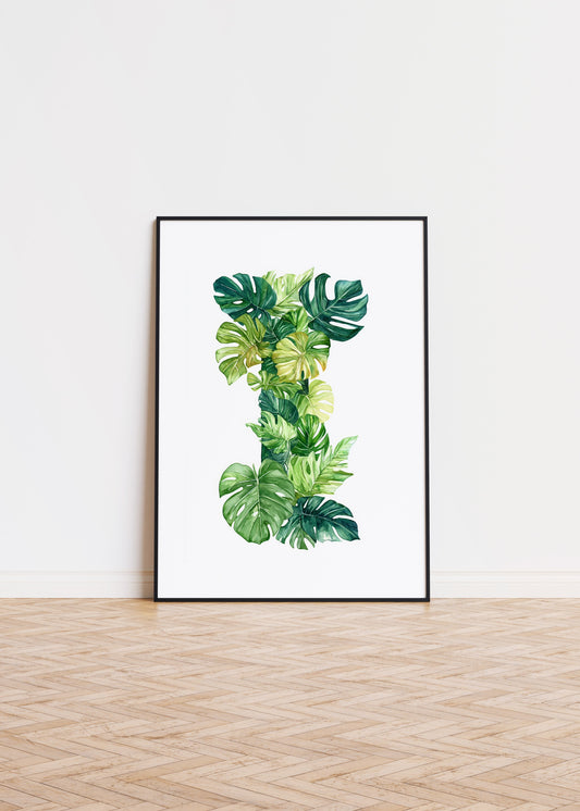 The Letter I formed by plants