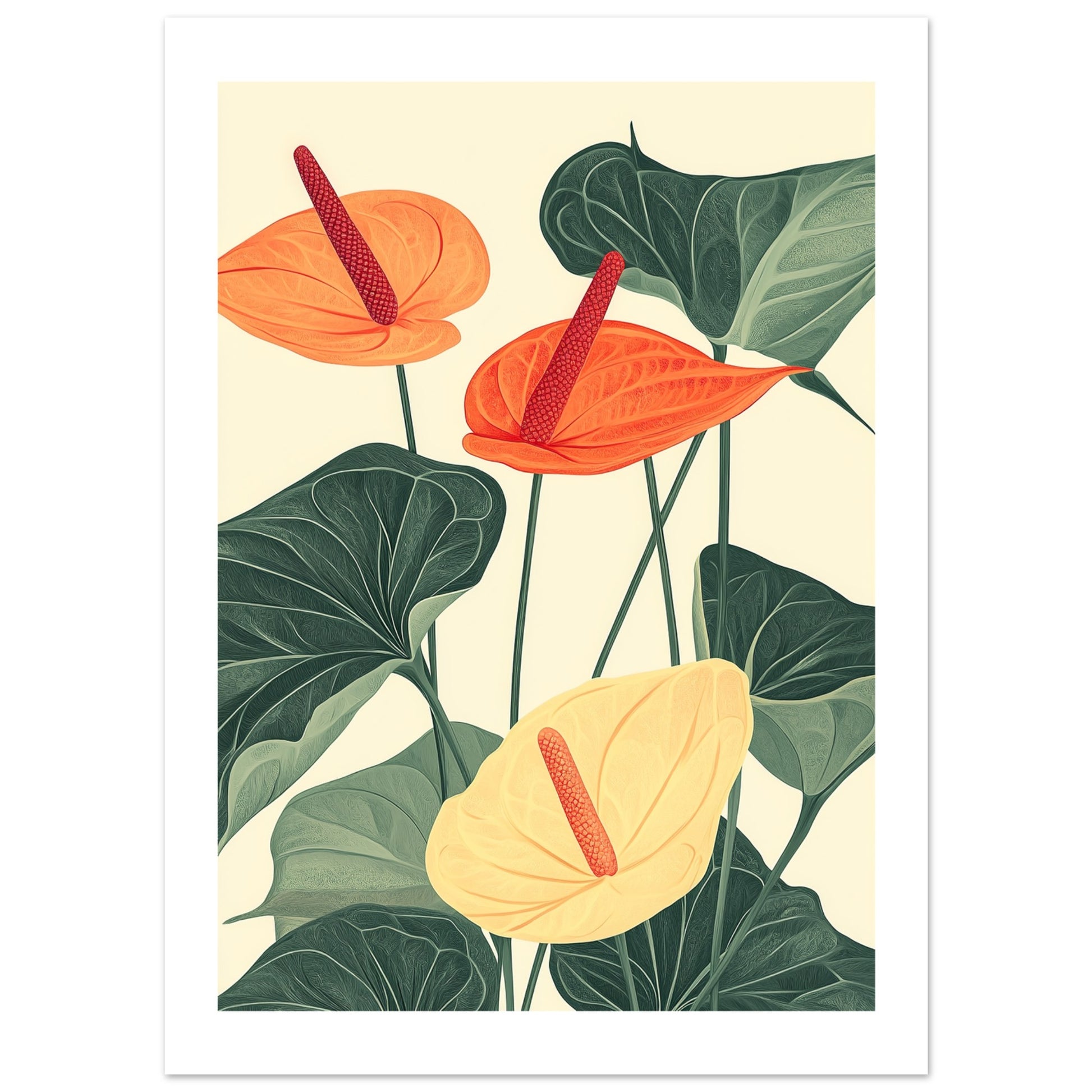anthurium poster Stunning Jugendstil Anthurium Plant Art Poster – Posters One Hundred
